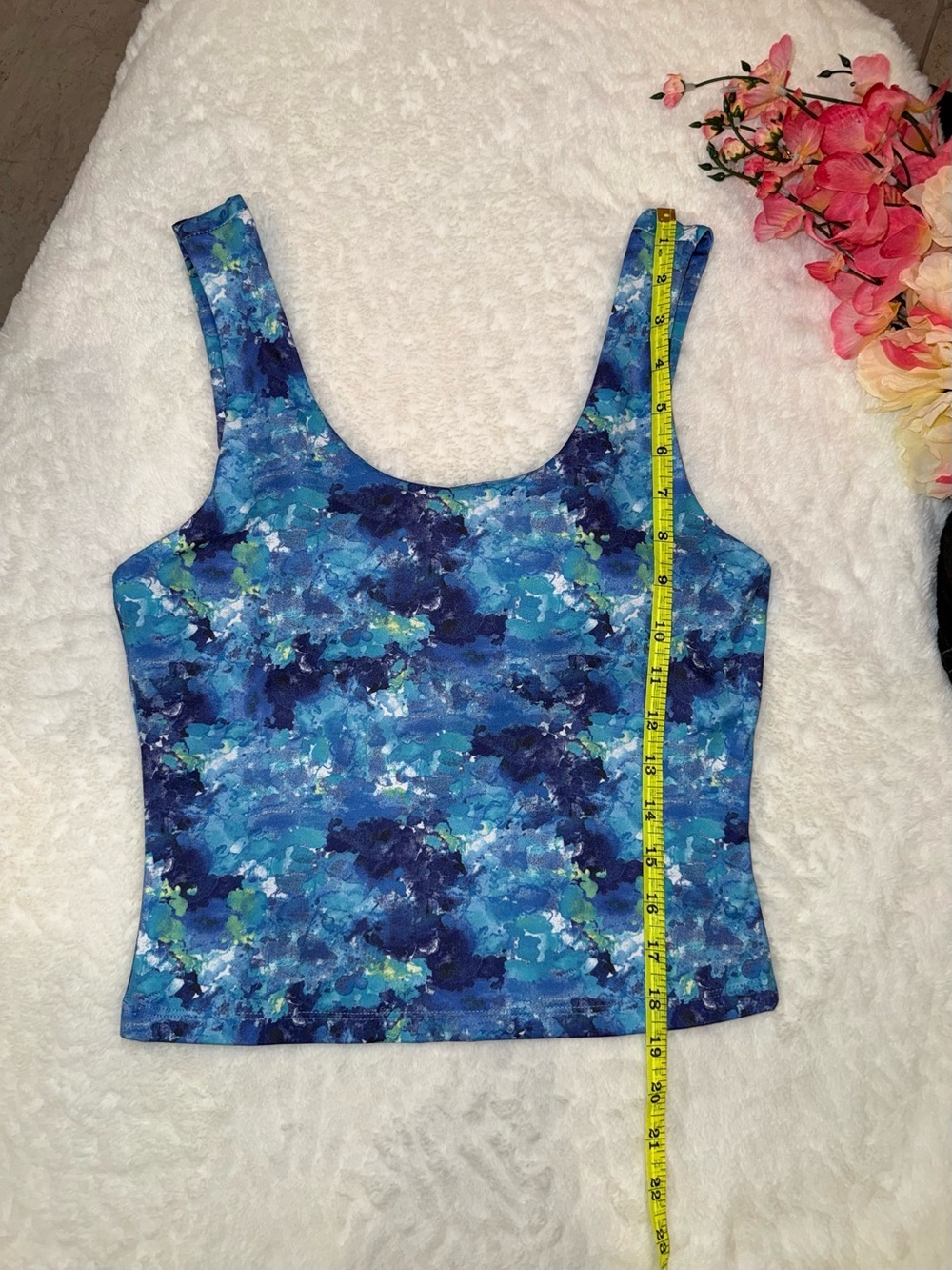 3 x 20$ Blue Abstract-Print Crop Tank Top Size S - Picture 3 of 5